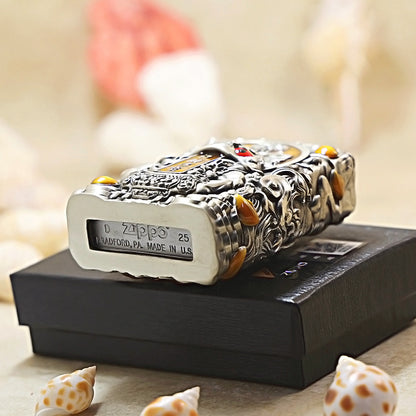 Zippo Antique Silver Three-Legged Wealth Toad Shell Case - CM61