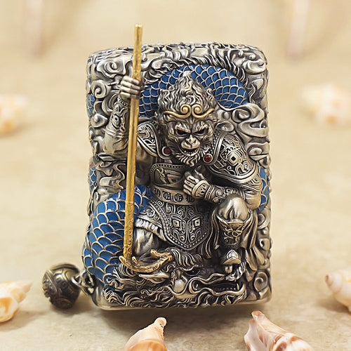 Zippo Antique Silver Victorious Fighting Buddha Wave-Rider Armor Shell - CM93