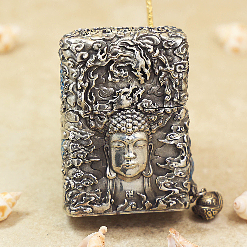 Zippo Antique Silver Victorious Fighting Buddha Wave-Rider Armor Shell - CM93