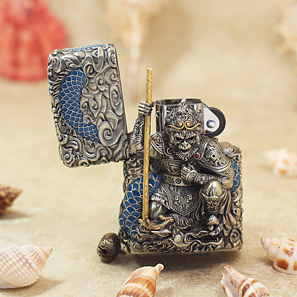 Zippo Antique Silver Victorious Fighting Buddha Wave-Rider Armor Shell - CM93