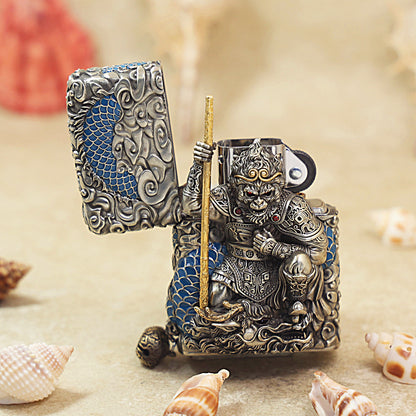 Zippo Antique Silver Victorious Fighting Buddha Wave-Rider Armor Shell - CM93