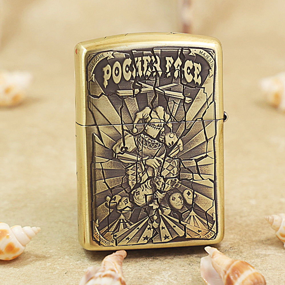 Zippo Armor High-Polish Brass Joker Poker Face Emblem Lighter - DS173