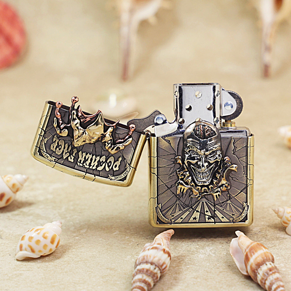 Zippo Armor High-Polish Brass Joker Poker Face Emblem Lighter - DS173