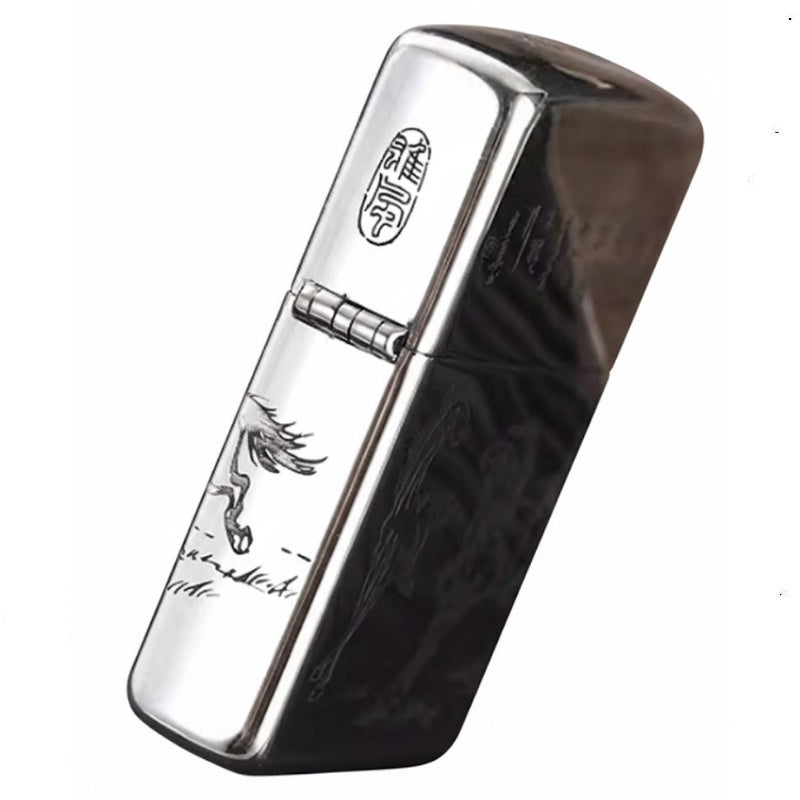 Zippo Armor Sterling Silver "Eight Horses" Lighter – 5-Side Deep Carved Limited Edition