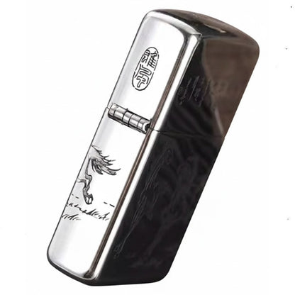 Zippo Armor Sterling Silver "Eight Horses" Lighter – 5-Side Deep Carved Limited Edition