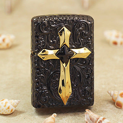 Zippo Black Ice Shell Case Golden Glory Cross - CM56