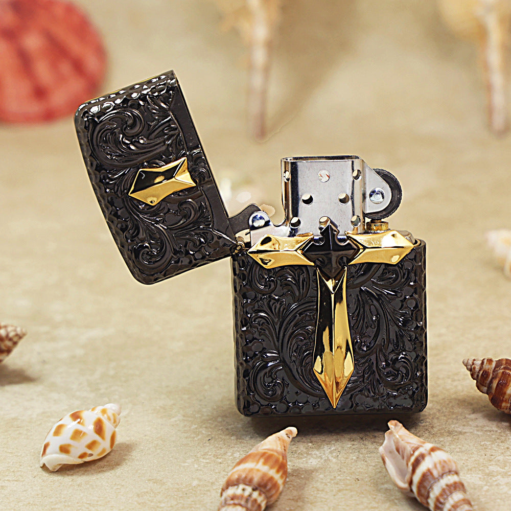 Zippo Black Ice Shell Case Golden Glory Cross - CM56