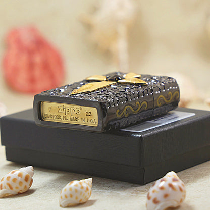 Zippo Black Ice Shell Case Golden Glory Cross - CM56