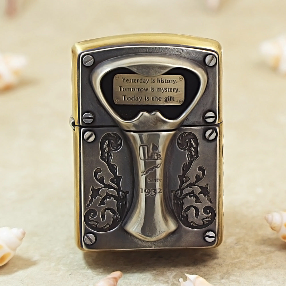 Zippo Brass Bottle Opener Emblem Today is the Gift - DS179