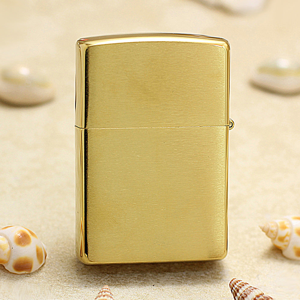 Zippo Brushed Gold Tiger and Bamboo Emblem Lighter - DS178
