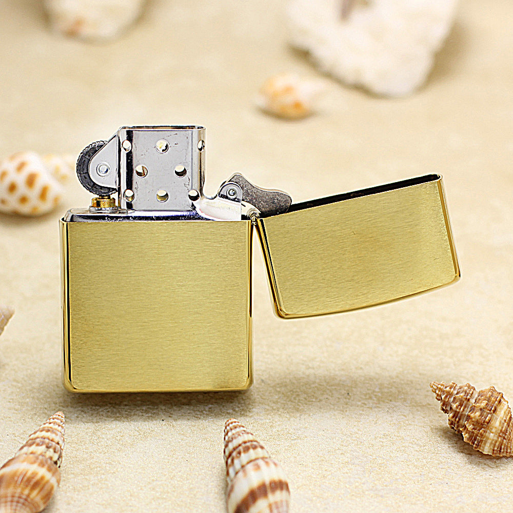 Zippo Brushed Gold Tiger and Bamboo Emblem Lighter - DS178