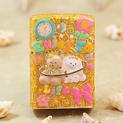 Zippo Gold-Plated Shell Case Enjoy Life Bear - CM71