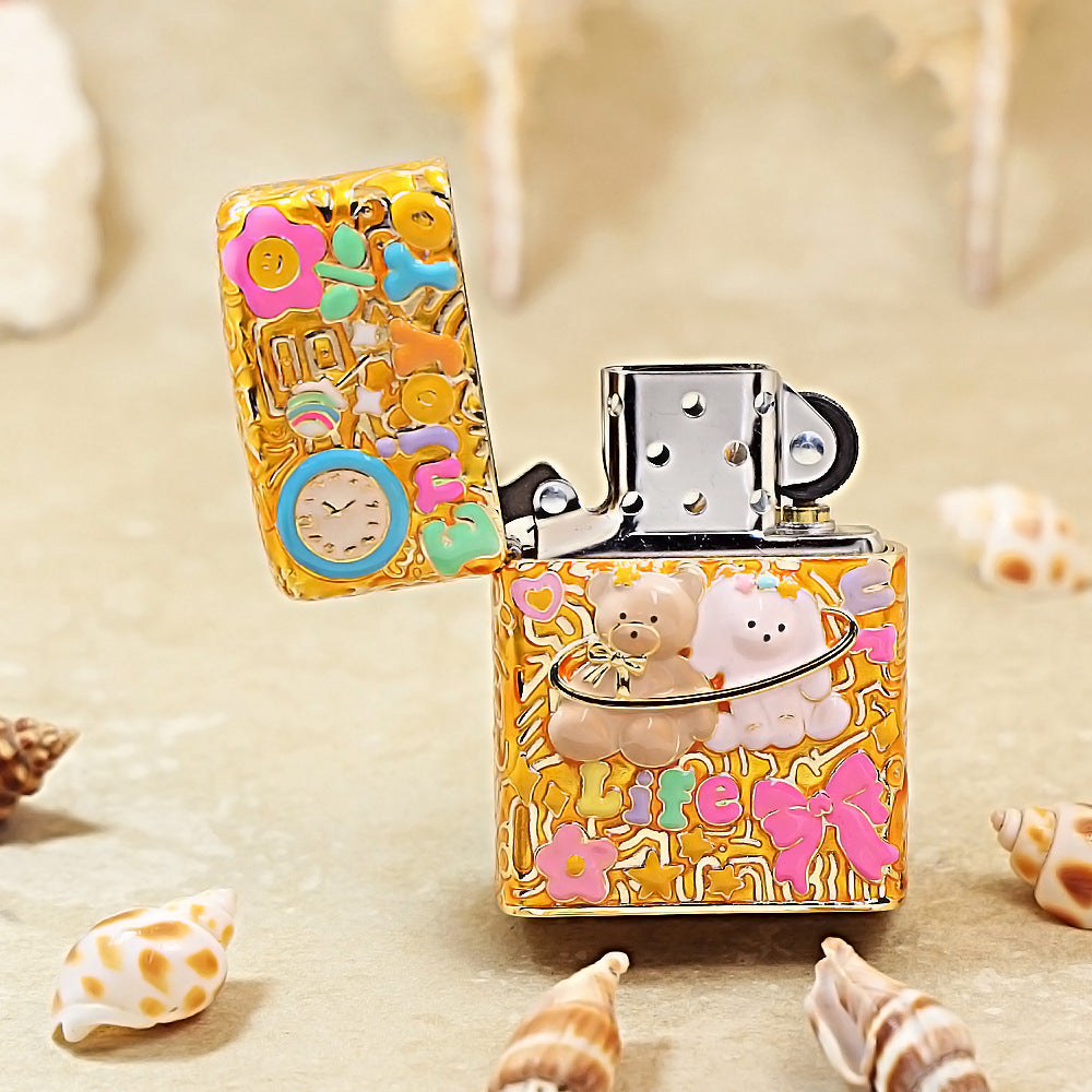 Zippo Gold-Plated Shell Case Enjoy Life Bear - CM71