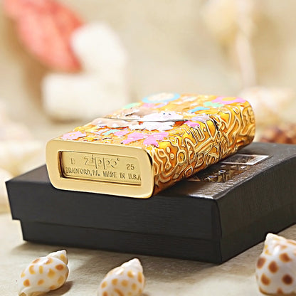Zippo Gold-Plated Shell Case Enjoy Life Bear - CM71