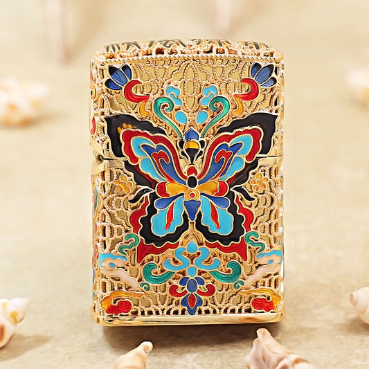 Zippo Gold-Plated Shell Cloisonné Dunhuang Dream Butterfly - CM78
