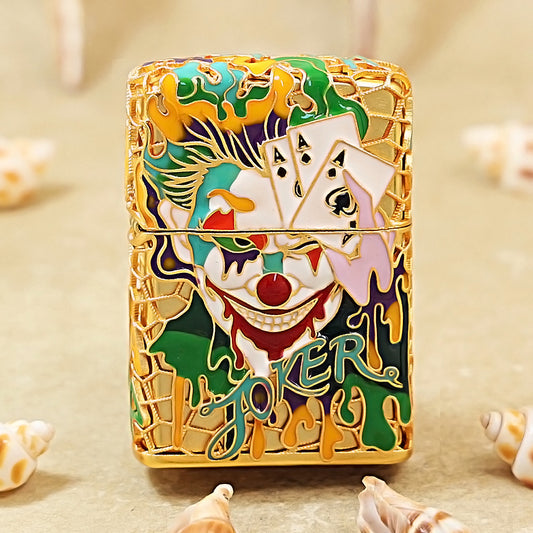 Zippo Gold Filigree Cloisonné Enamel Luminous Joker Character - CM106