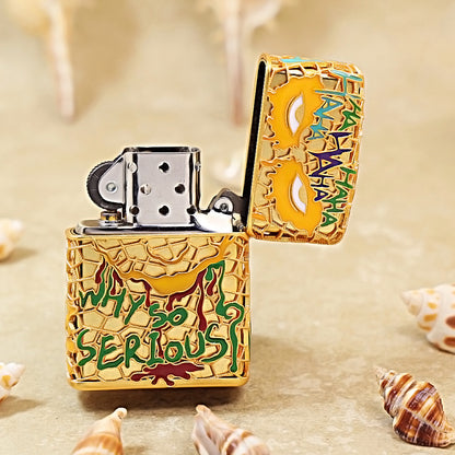 Zippo Gold Filigree Cloisonné Enamel Luminous Joker Character - CM106