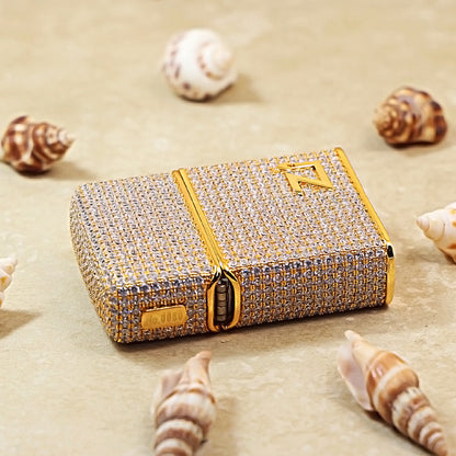 Zippo Gold Full Crystal Pavé "Zi" Emblem Shell Lighter- CM103