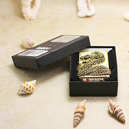 Zippo Gold Polished Heavy Relief Snake God Emblem - KR19