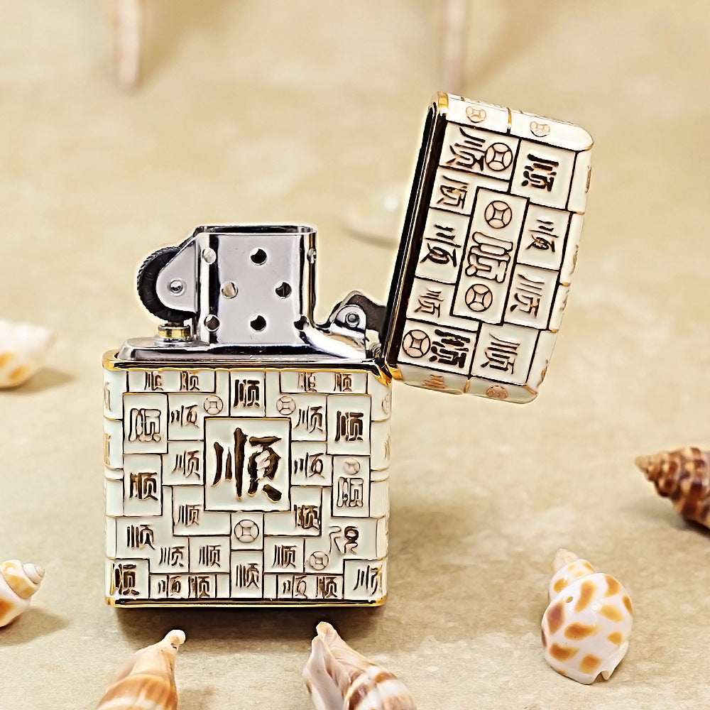 Zippo Gold Shell Case Luminous Mahjong Hundred Smoothness - CM70