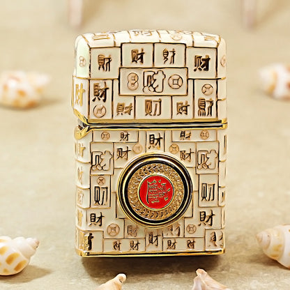 Zippo Gold Shell Case Luminous Mahjong Hundred Wealth - CM69
