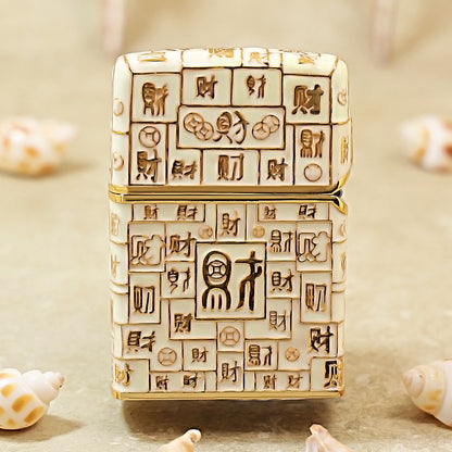 Zippo Gold Shell Case Luminous Mahjong Hundred Wealth - CM69
