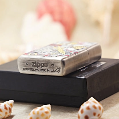 Zippo Heavy Relief Antique Silver Zhao Zilong and Dragon Emblem - DS160