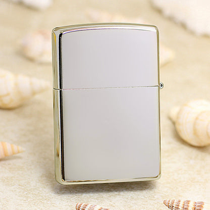 Zippo High-Polish Chrome Full Crystal Four-Leaf Clover Emblem Lighter - DS181