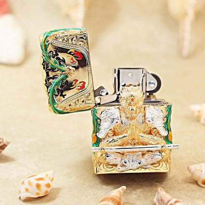 Zippo High-Polish Gold Luminous Sun Wukong Fighting Buddha Shell Case- CM86