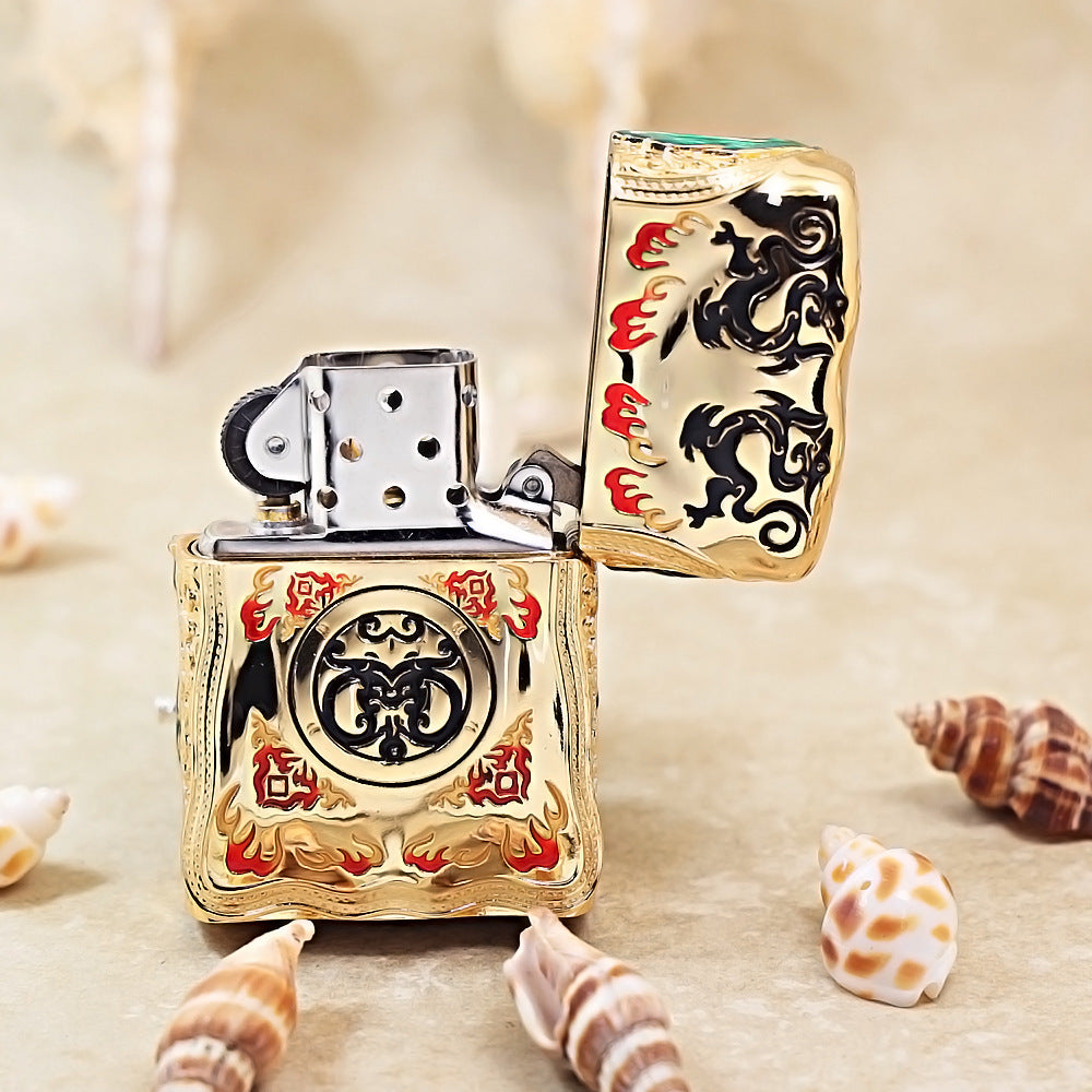 Zippo High-Polish Gold Luminous Sun Wukong Fighting Buddha Shell Case- CM86