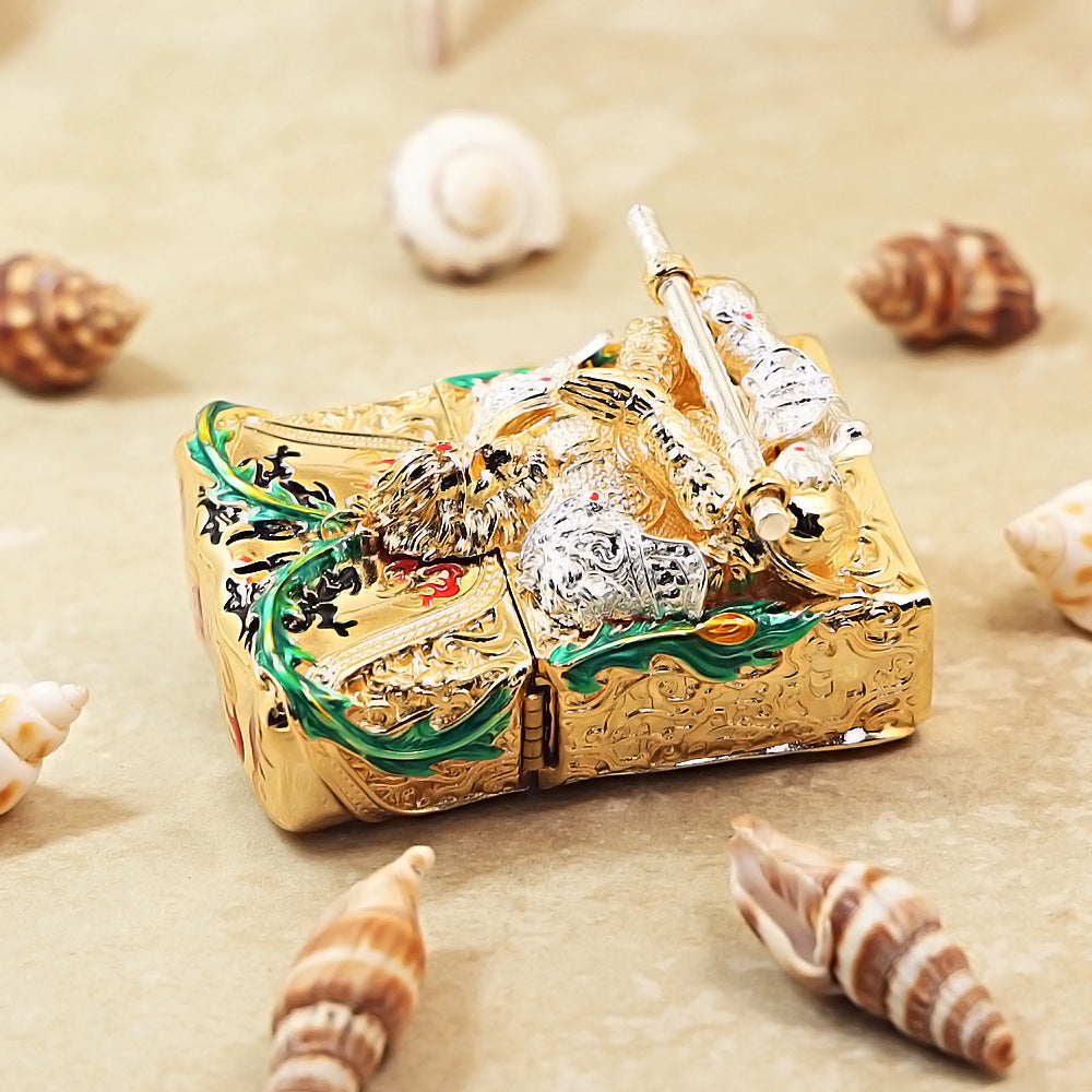 Zippo High-Polish Gold Luminous Sun Wukong Fighting Buddha Shell Case- CM86