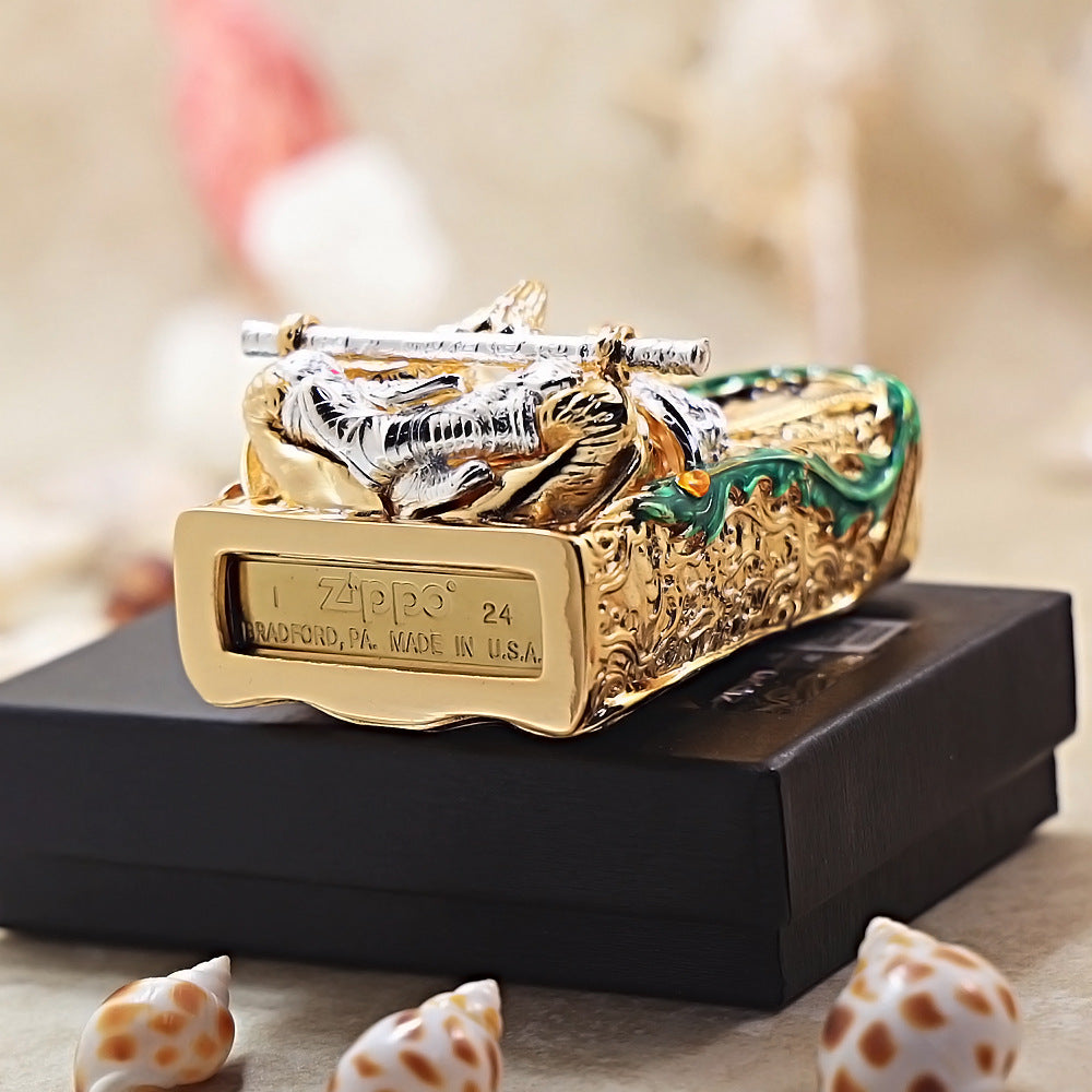 Zippo High-Polish Gold Luminous Sun Wukong Fighting Buddha Shell Case- CM86