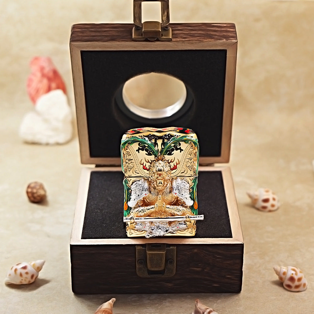 Zippo High-Polish Gold Luminous Sun Wukong Fighting Buddha Shell Case- CM86