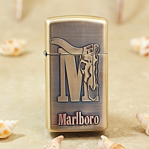 Zippo Marlboro Bull Head Inlaid Slim Lighter - MC12