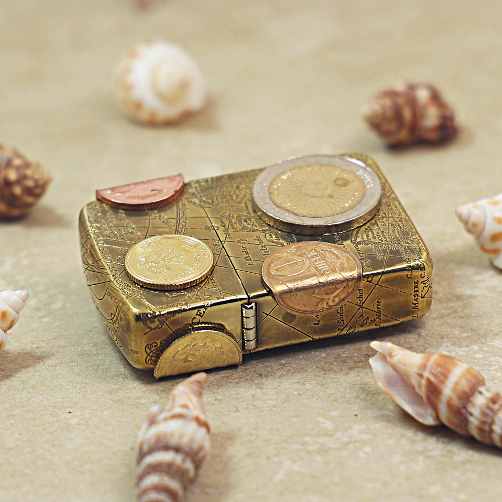 Zippo Replica Antique Brass Global Coin Navigator Lighter - DS180