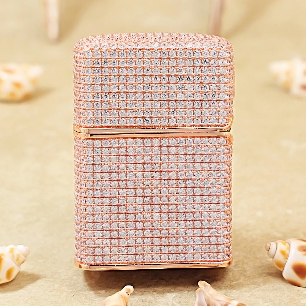 Zippo Rose Gold Full Crystal Pavé Zi Emblem Shell Lighter - CM101