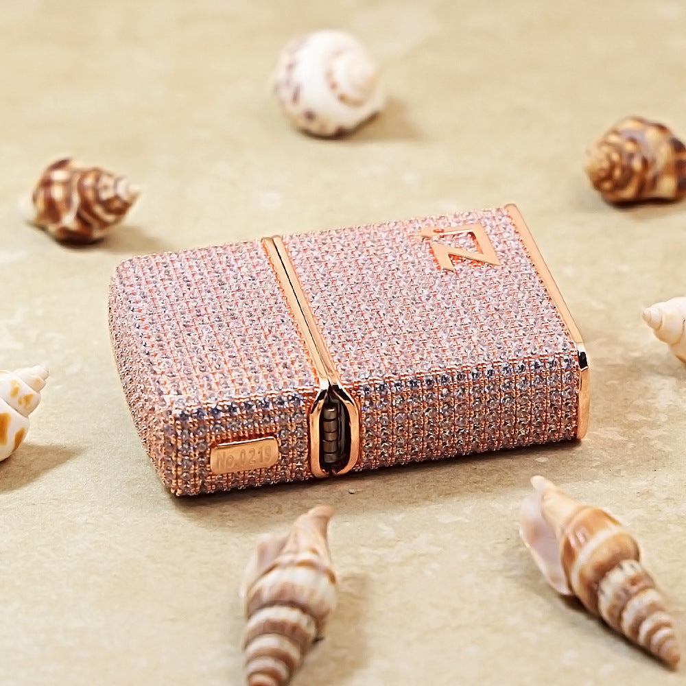 Zippo Rose Gold Full Crystal Pavé Zi Emblem Shell Lighter - CM101