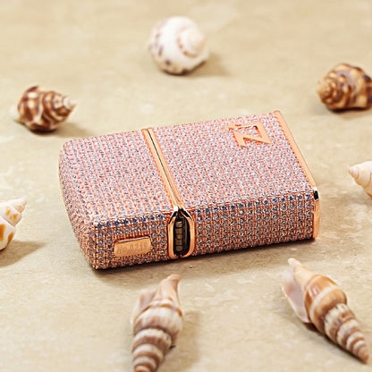 Zippo Rose Gold Full Crystal Pavé Zi Emblem Shell Lighter - CM101