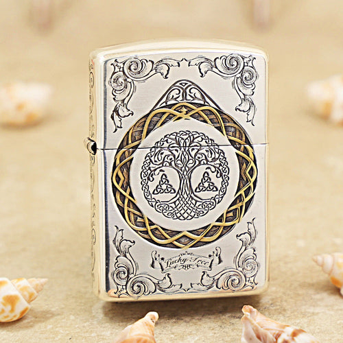 Zippo Argent-Layered Celtic Lucky Tree of Life - DS168