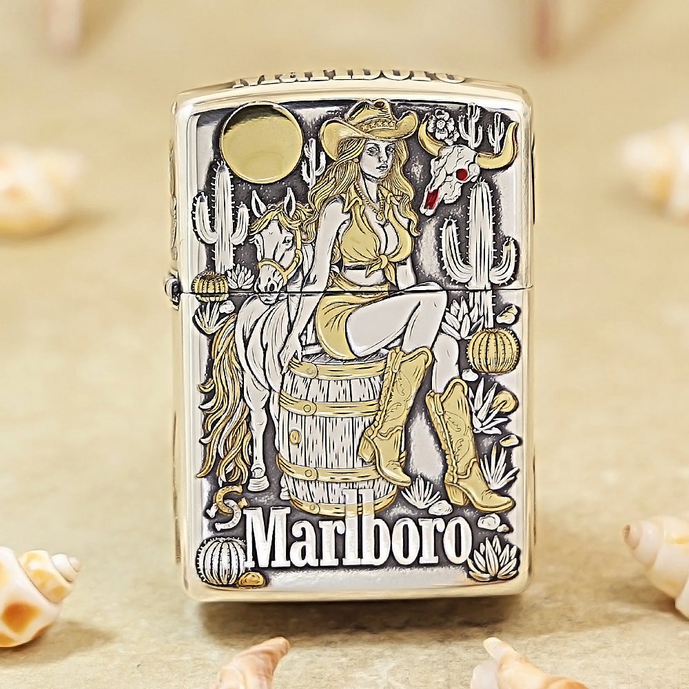 Zippo Silver-Plated Scorpion Marlboro Cowgirl Lighter - MC10