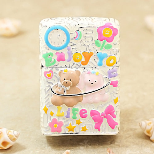 Zippo Silver-Plated Shell Case Enjoy Life Bear - CM72