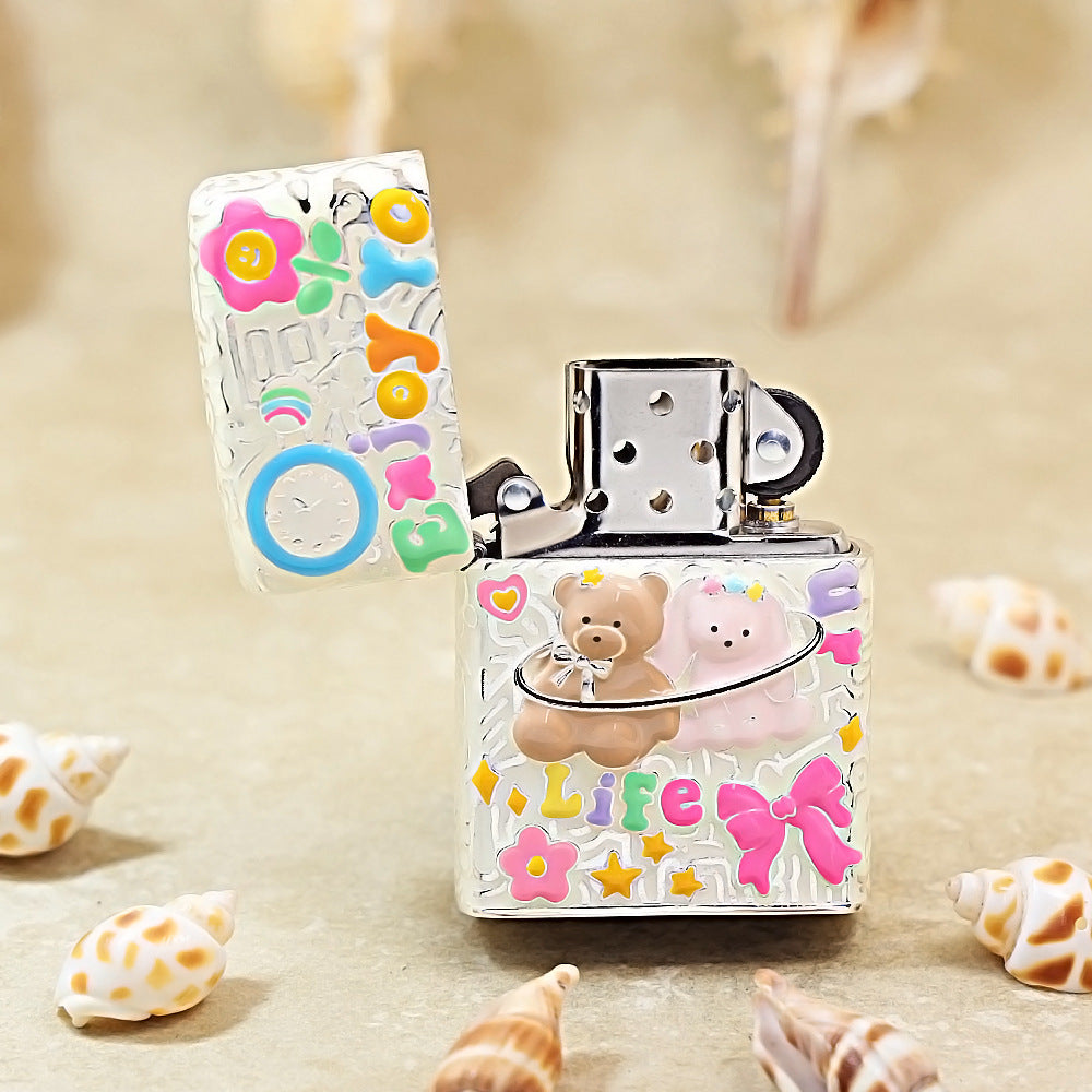 Zippo Silver-Plated Shell Case Enjoy Life Bear - CM72