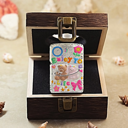 Zippo Silver-Plated Shell Case Enjoy Life Bear - CM72