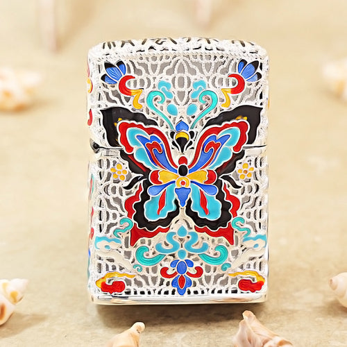 Zippo Silver-Plated Shell Cloisonné Dunhuang Dream Butterfly - CM77