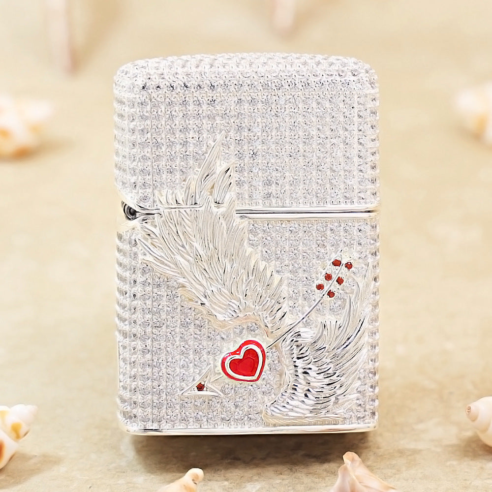 Zippo Silver-Plated Shell Crystal Cupid Arrow - CM81