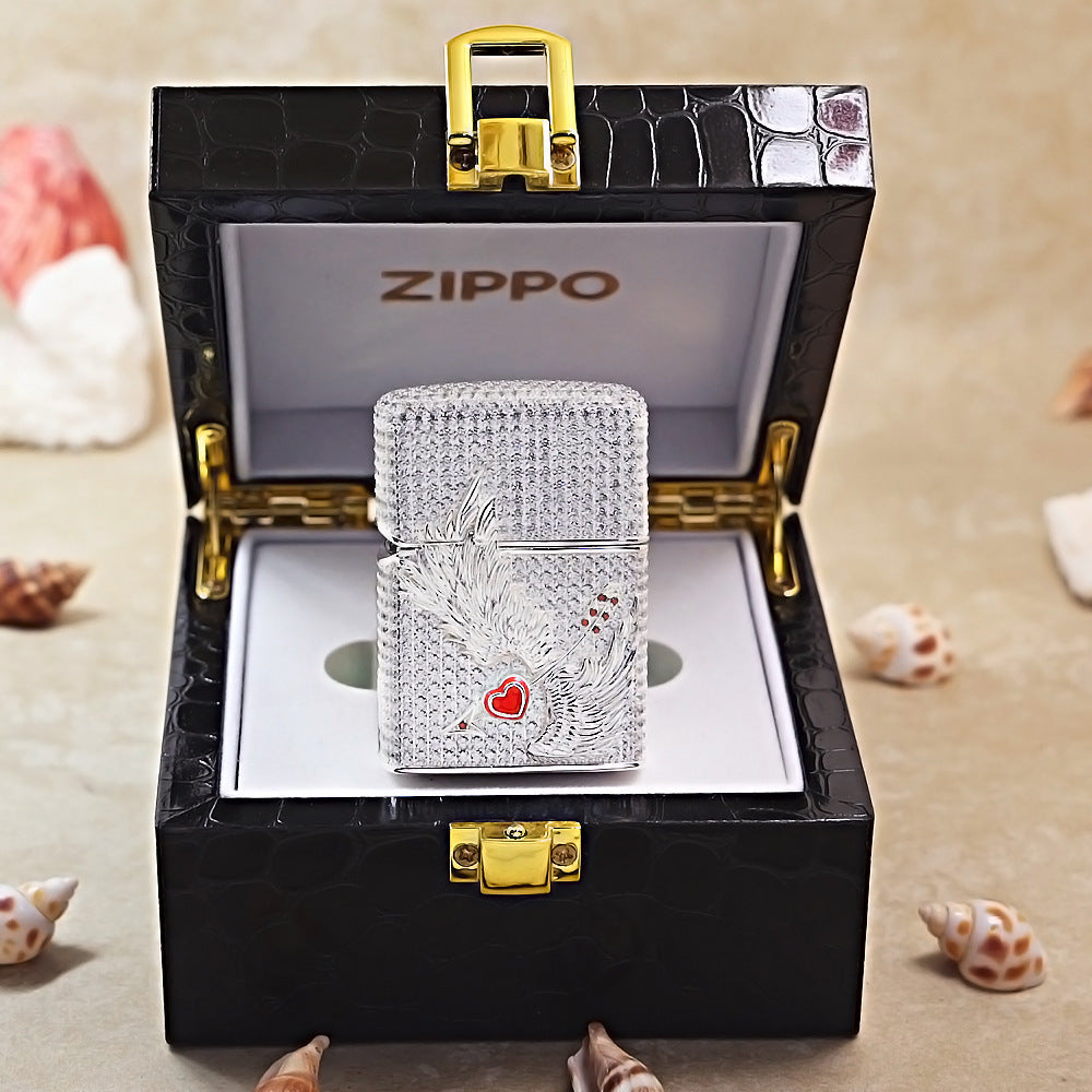 Zippo Silver-Plated Shell Crystal Cupid Arrow - CM81