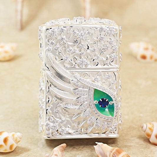Zippo Silver-Plated Shell Jeweled Angel Eye - CM67