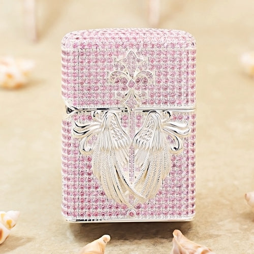 Zippo Silver-Plated Shell Pink Crystal Guardian Angel - CM80