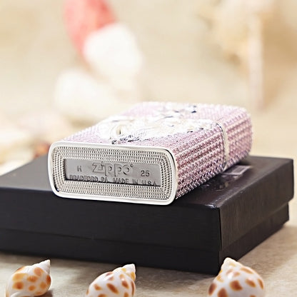 Zippo Silver-Plated Shell Pink Crystal Guardian Angel - CM80