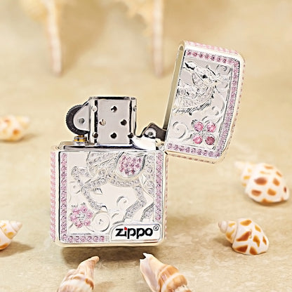 Zippo Silver-Plated Shell Pink Crystal Lead the Way Horse - CM60